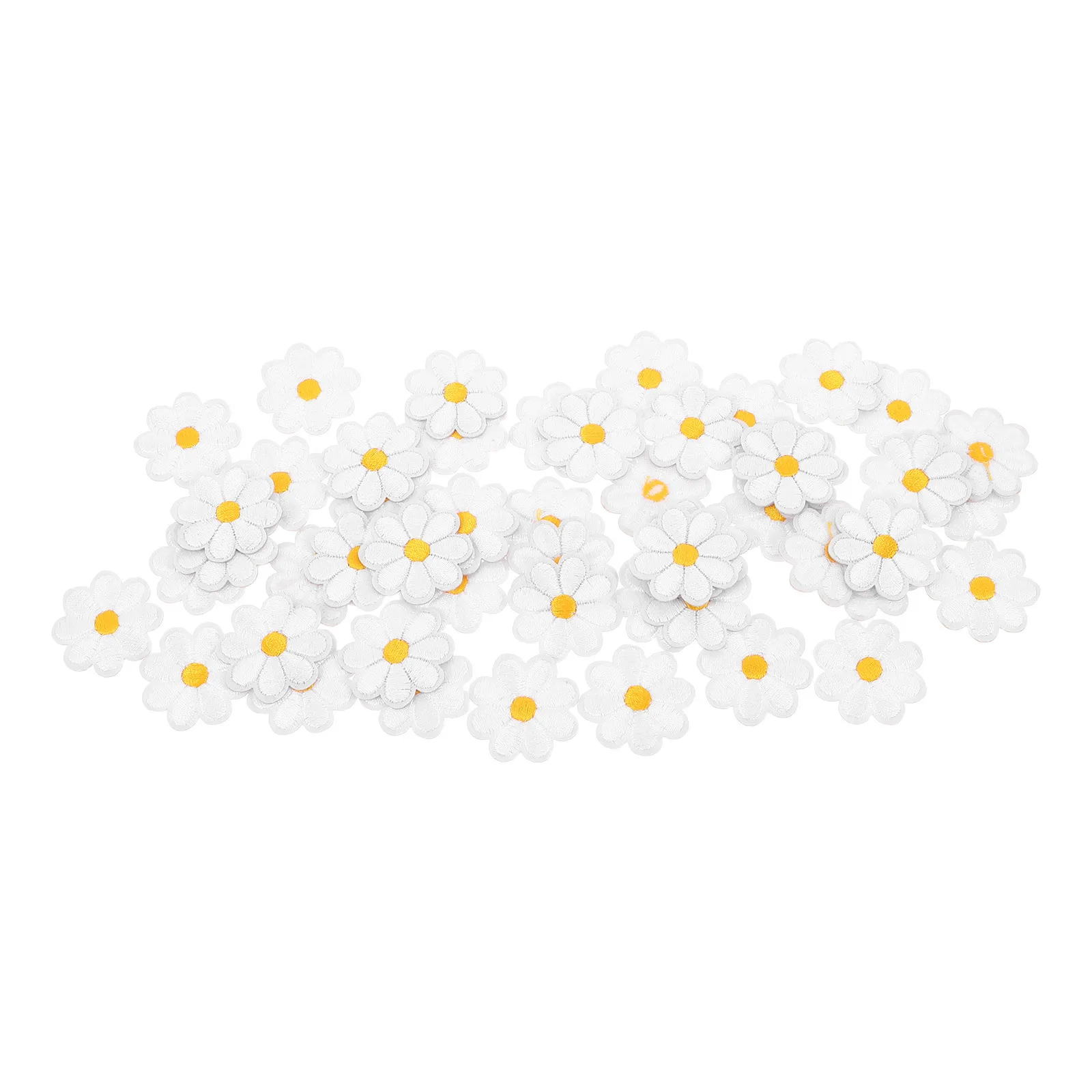 

50Pcs Embroidered Daisy Patches Charming Appliques for Clothing Bags Jackets Hats Jean Repair Decoration Sew on Flower Appliques