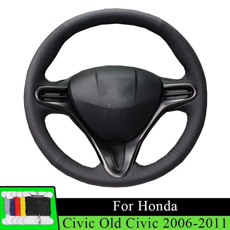 

Car Steering Wheel Cover For Honda Civic Old Civic 2006-2011 Fiber leather Car Accessories Steering Wrap Wear Resistance Black