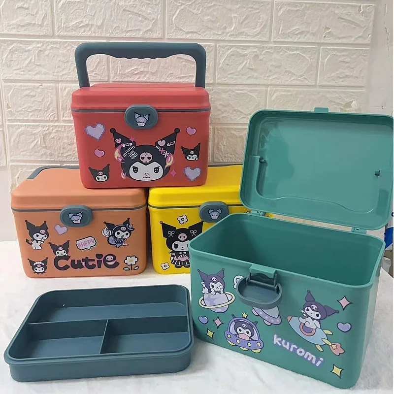 Kuromi Sanrio Creative Portable Medicine Kit Cartoon Medicine Storage Household Emergency Medicine Yellow Medicine Box Gifts