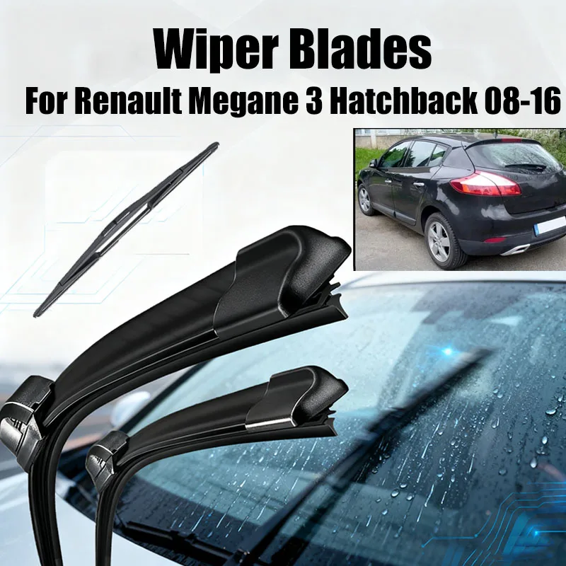 

Front Rear Windshield Wiper Blades Set For Renault Megane 3 Hatchback Coupe 2016 2015 2014 2013 2012 2011 2010 2009 2008