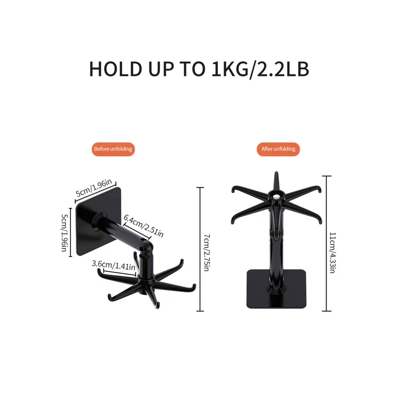 Crochets de cuisine, support de rangement rotatif sans poinçonnage, fournitures d'ustensiles de cuisine muraux, étagères multifonctions des dieux 5/10 pièces