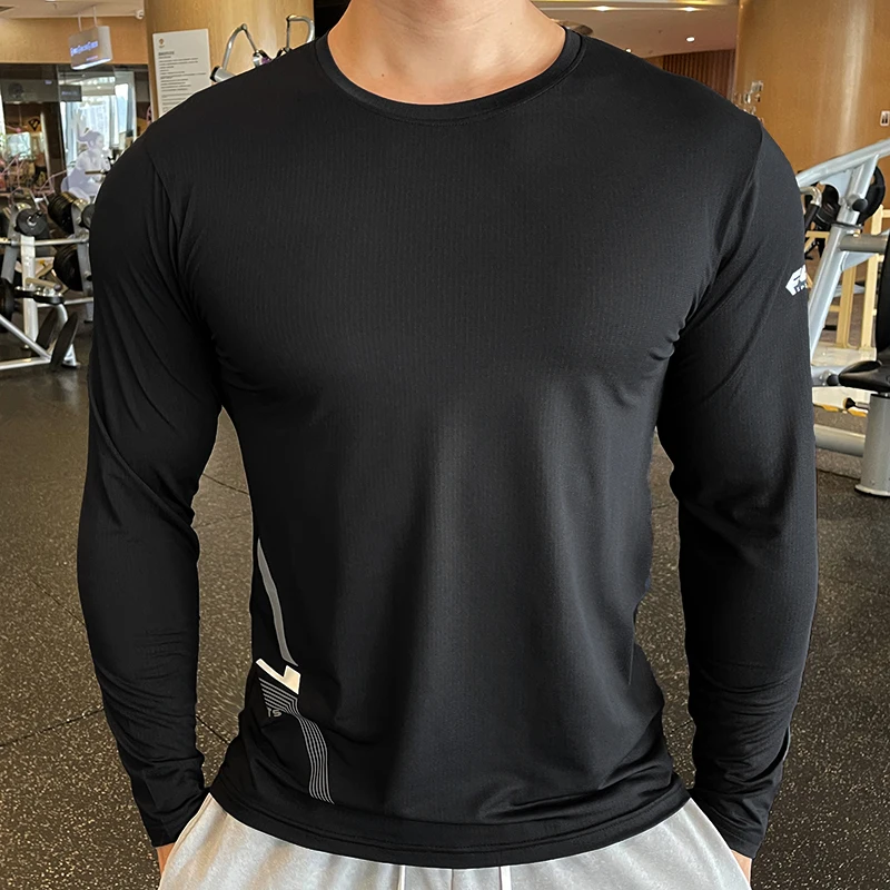 

High Quality Running Sweat Shirts Men Bodybuilding Sport Tshirt Long Sleeve Compression Swearshirt Gym Fitness Upper Clothing