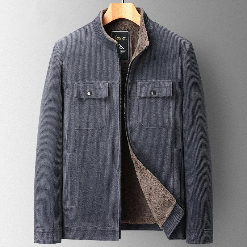 

Clothing Winter Plus Men's Velvet Jacket Corduroy Tooling Casual Parka Korean High Quality Fashion Solid Color Cotton Coat Men