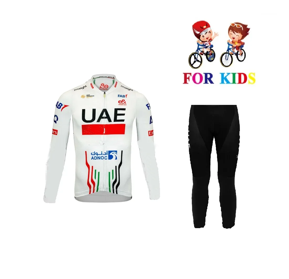 

SPRING SUMMER KID'S 2024 UAE TEAM Children Long Sleeve Cycling Jersey Bicycle Clothing With PANTS Ropa Ciclismo