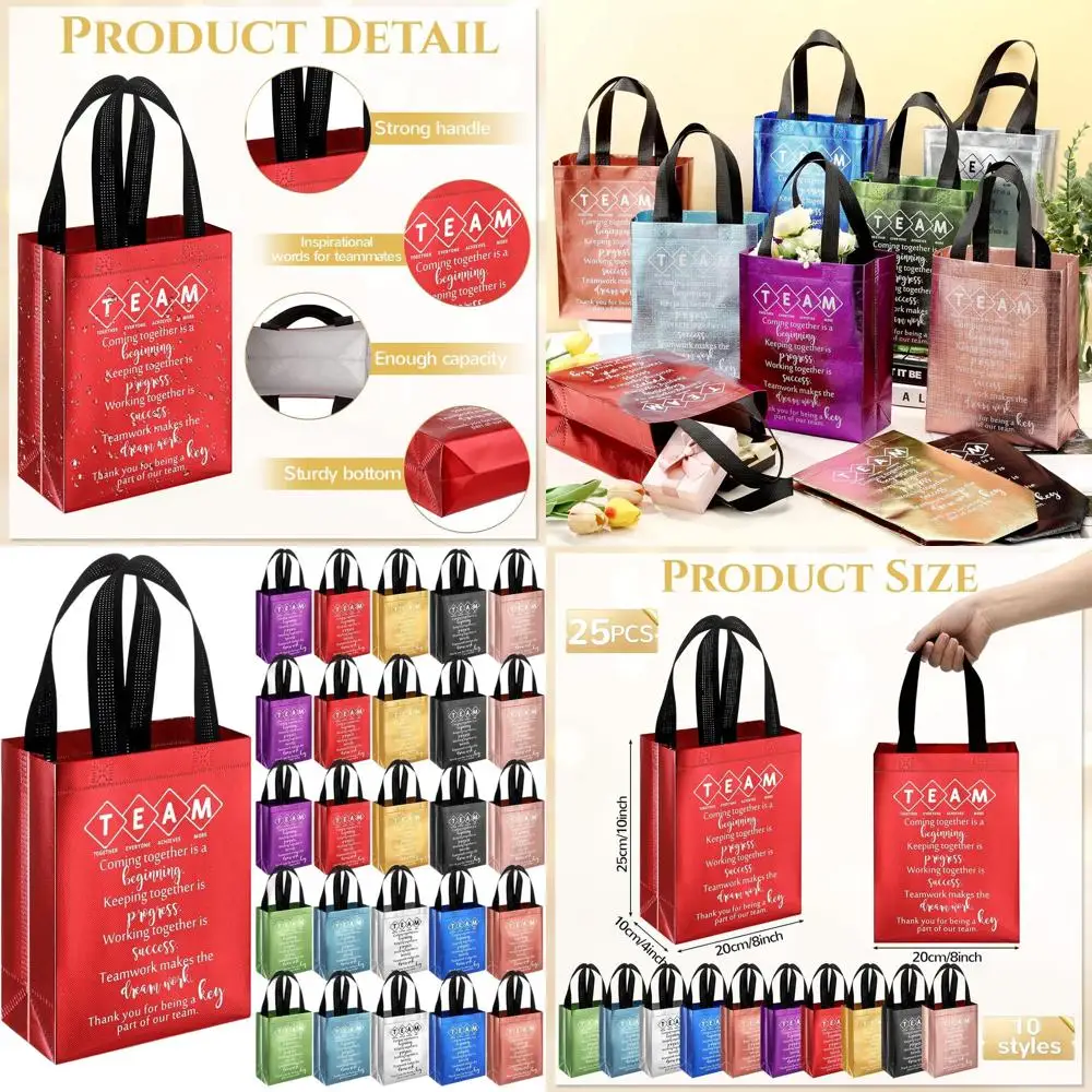 

Reusable Handle Gift Bags for Employee Appreciation, 10 Colors, 100 Pieces