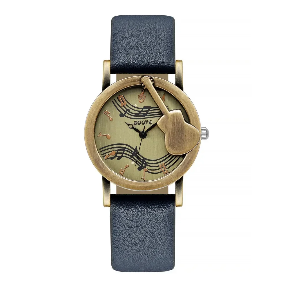 Relojes Vintage para mujer, música personalizada, estilo 3D, banda de cuero, vestido de mujer, reloj de pulsera informal para exteriores, reloj femenino