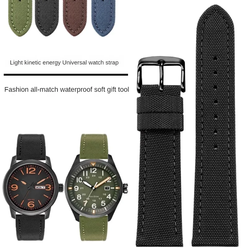 Substitute Light Kinetic Energy Series BM8475/BM7140AO9000 Model Flat Interface Nylon Watch Strap With 18/19/20/21/22/23/24 mm.