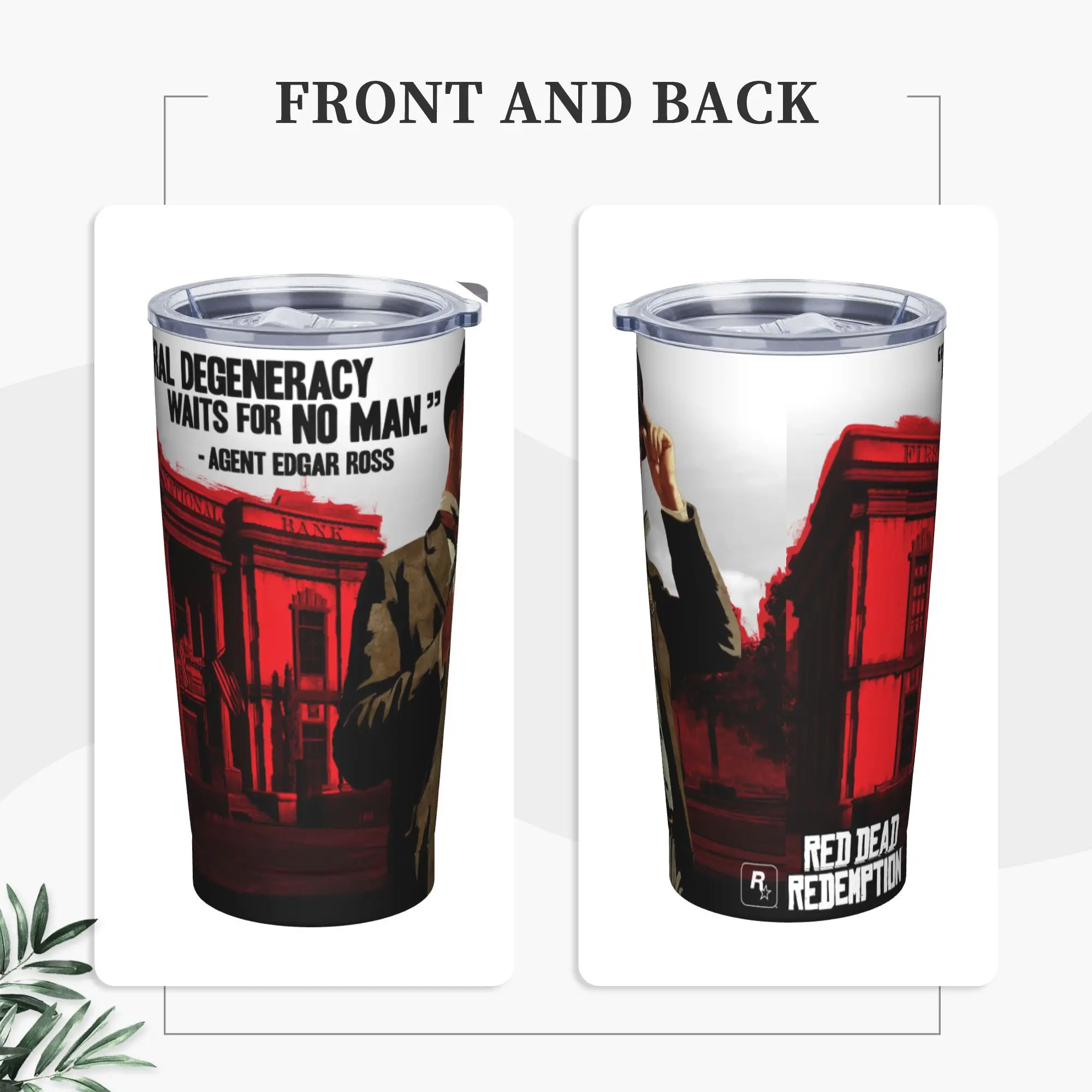 وكيل إدغار روس RDR لعبة بهلوان زجاجة ماء بارد وساخن معزولة من الفولاذ المقاوم للصدأ كوب قهوة جرافيك للسفر كوب أكواب