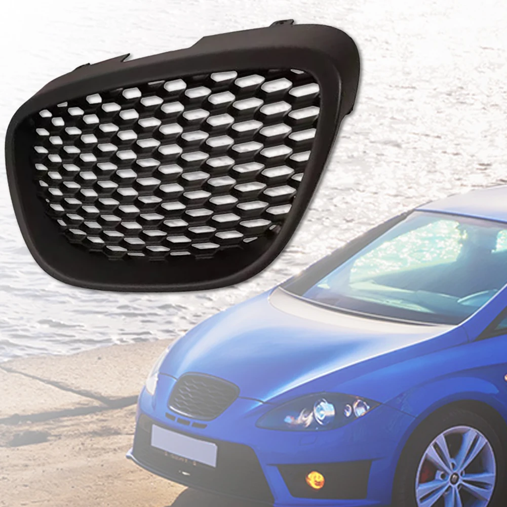 شبكة المصد الأمامي للسيارة على شكل قرص العسل باللون الأسود متوافقة مع سيات ليون MK2 1P 2006-2009