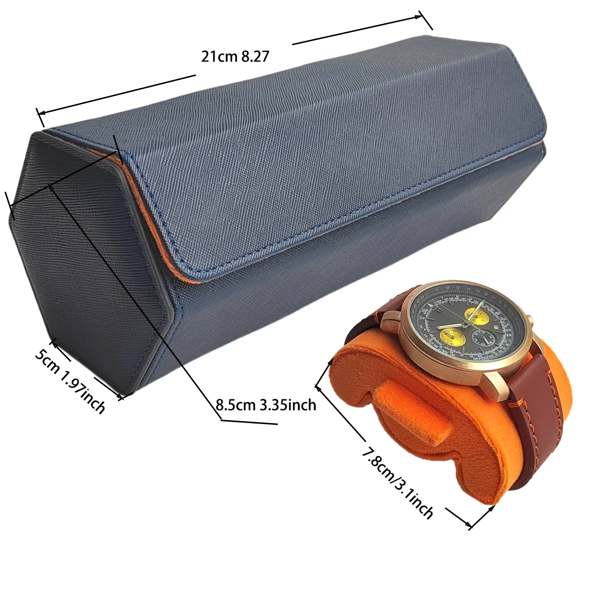 3-Slot Hexago Watch Roll Travel Case Portable Vintage Leather Watch Display Case Storage Box Watch Organizers Men Christmas Gift