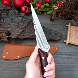 Forged Cleaver Kitchen Chef Knife High Carbon Clad Steel Meat Fish Fruit Vegetables Professional Butcher Boning Knife with Cover