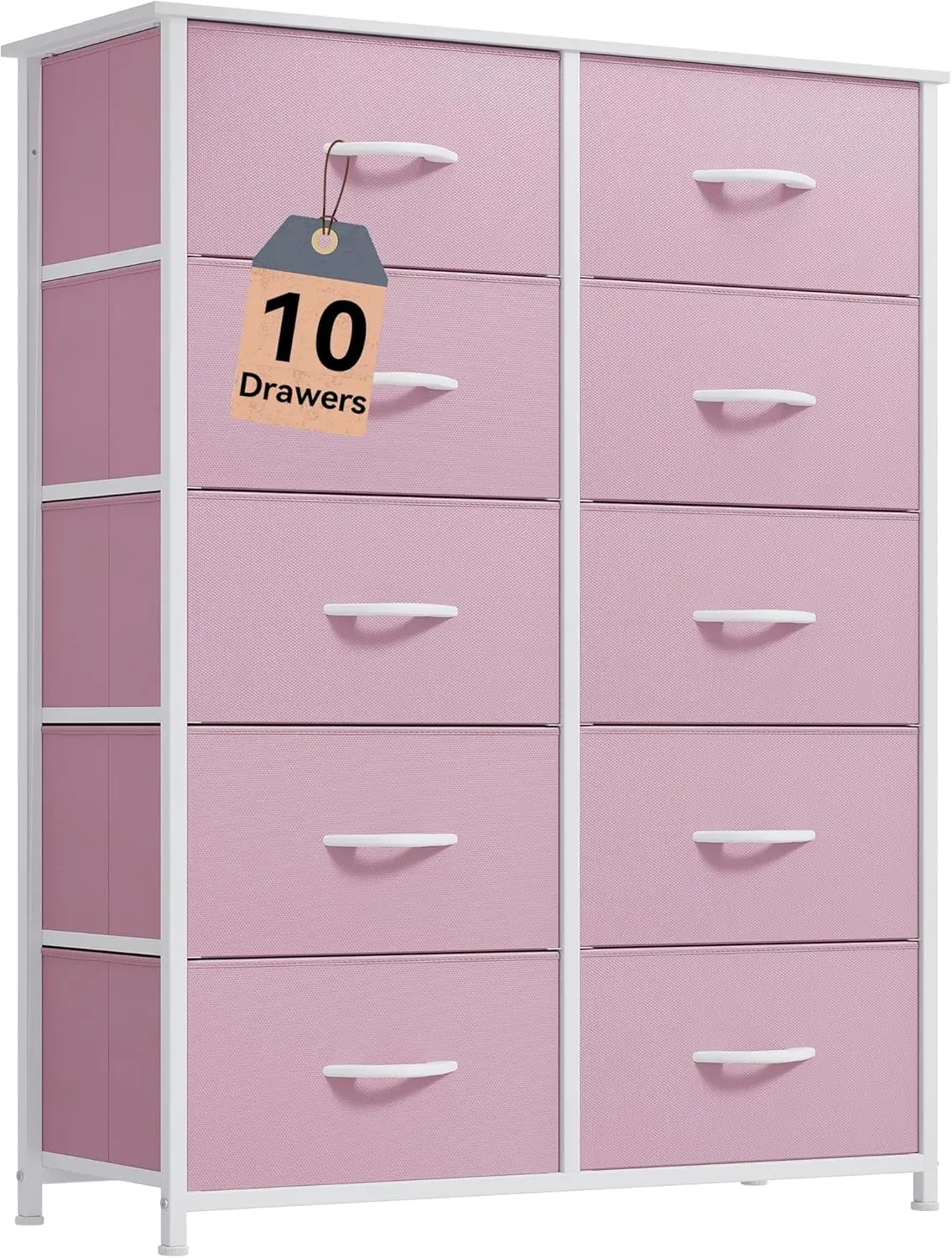 Dwvo 10 Drawer Dresser - Fabric Storage Tower, Tall Chest Organizer Unit For Bedroom, Living Room, Hallway, Closets - Sturdy