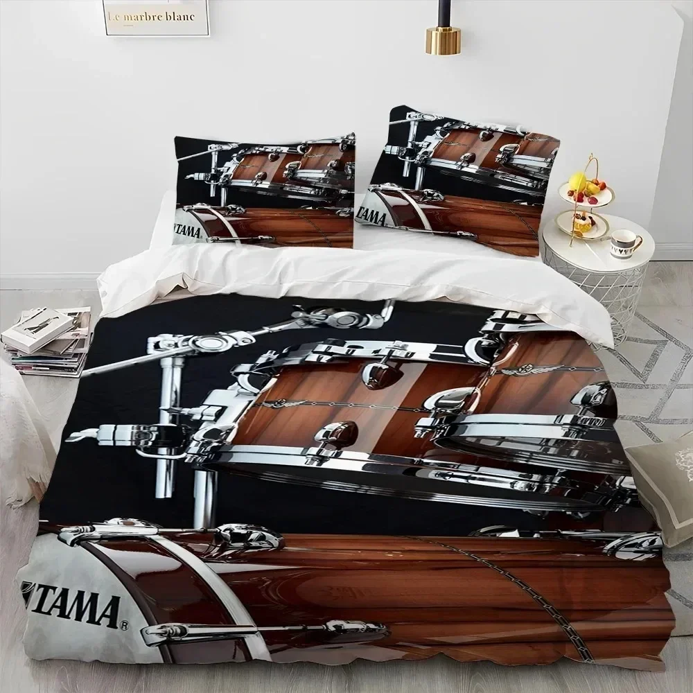 Drum Kit Music Instruments Guitar Bedding Set Duvet Cover Bed Set Quilt Cover Pillowcase Comforter king Queen Size Boys Adult