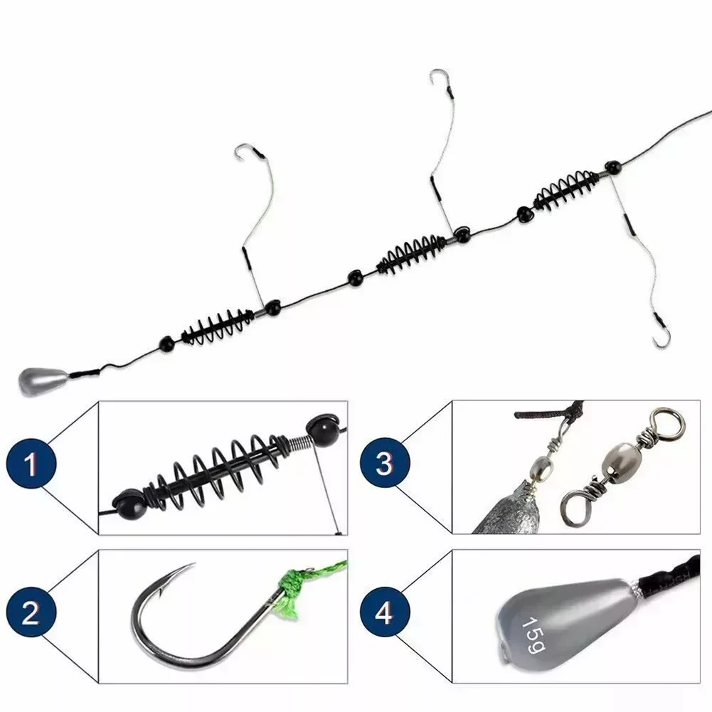 SPORTFUNSF 1*Ready Tied Fishing Tackle Fishing Hook Artificial Bait Cage Sets Fishing Feeder Catfish Jigs Carp Fishing Tackle To