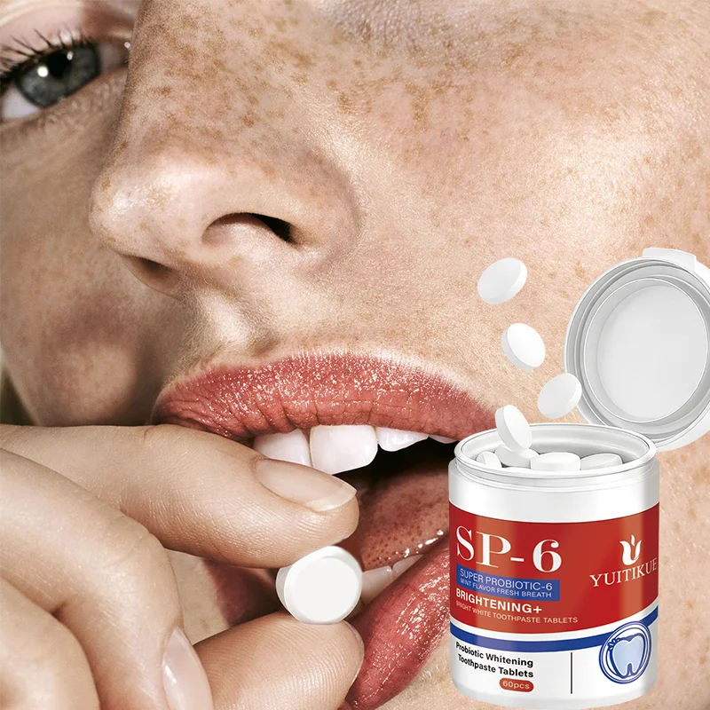 

YUITIKUE SP-6 Пробиотические таблетки-зубная паста | Мятный вкус | Осветляющее и освежающее средство для ухода за полостью рта, 60 шт.