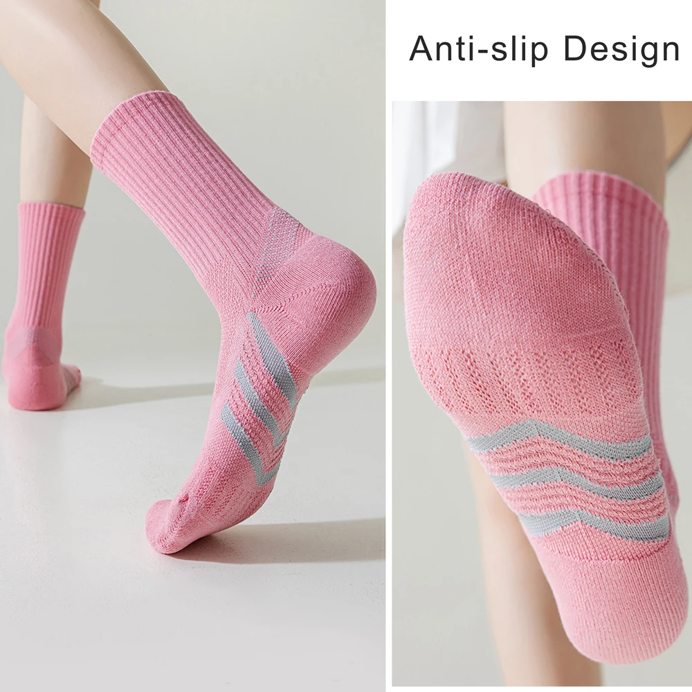 1/2 Paar professionelle Fußgewölbeunterstützung, dick gepolsterte Socken in der Mitte der Wade (Badminton/Tennis/Fitness), stoßdämpfende Performance-Socken – Detail 9