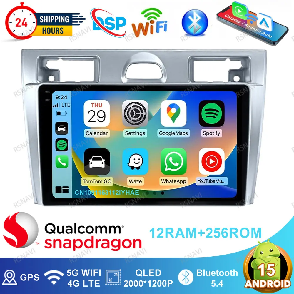 

Android 15 Car Radio For Ford Fiesta Mk VI 5 Mk5 2002 - 2008 Wireless Carplay Auto 4G LTE Navigation Multimedia Viedo Player DVD