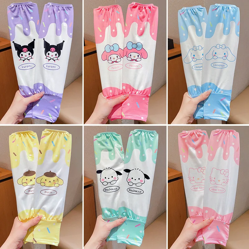 أكمام ثلجية للأطفال، أكمام واقية من الشمس في الهواء الطلق للفتيات، أكمام أطفال صيفية لطيفة من الحرير الجليدي قابلة للتنفس