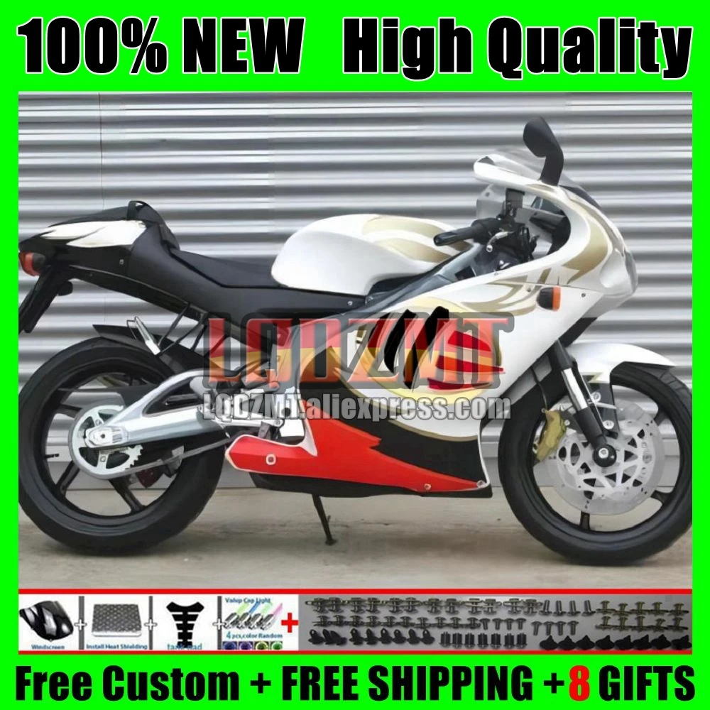 RS250RR For Aprilia RS 250 RS-250 RS250 RR 98 99 00 01 02 03 Gold White 113No.31 RSV250 1998 1999 2000 2001 2002 2003 Fairing