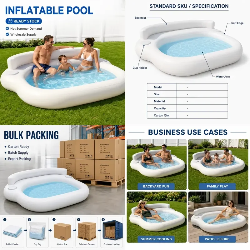 Custom Large Inflatable Pool with Sofa Seats and Backrests for Backyard Family Gatherings