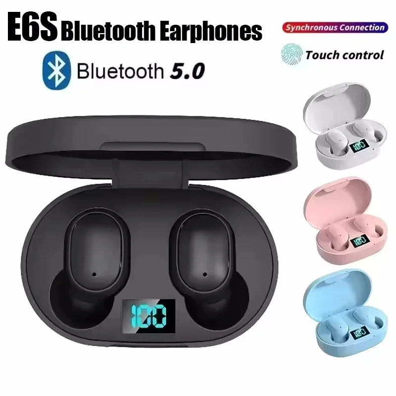 E6S Wireless Bluetooth Headphones with LED Display Deep Bass Stereo Ear Buds with Mic  Wireless Earbuds