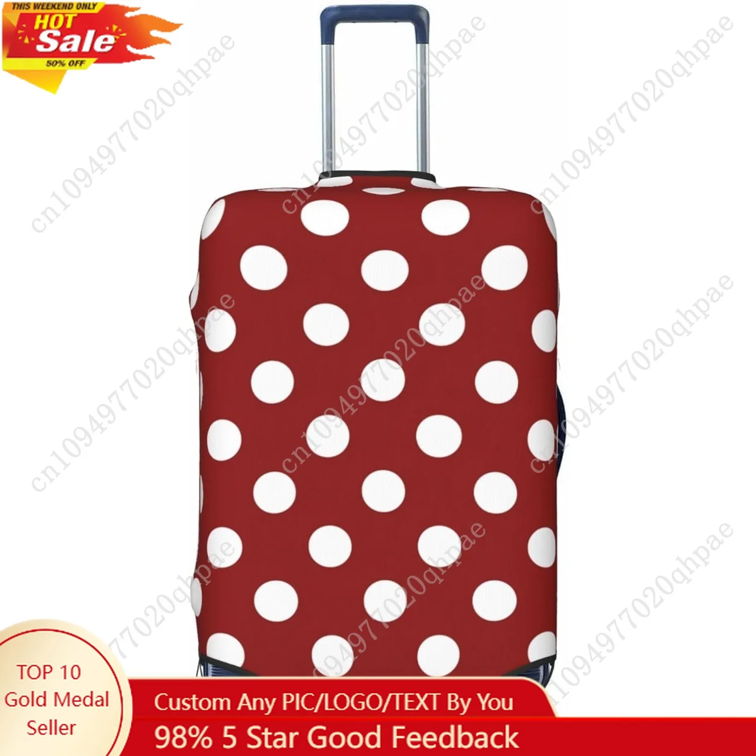 Красный чехол для багажа в горошек