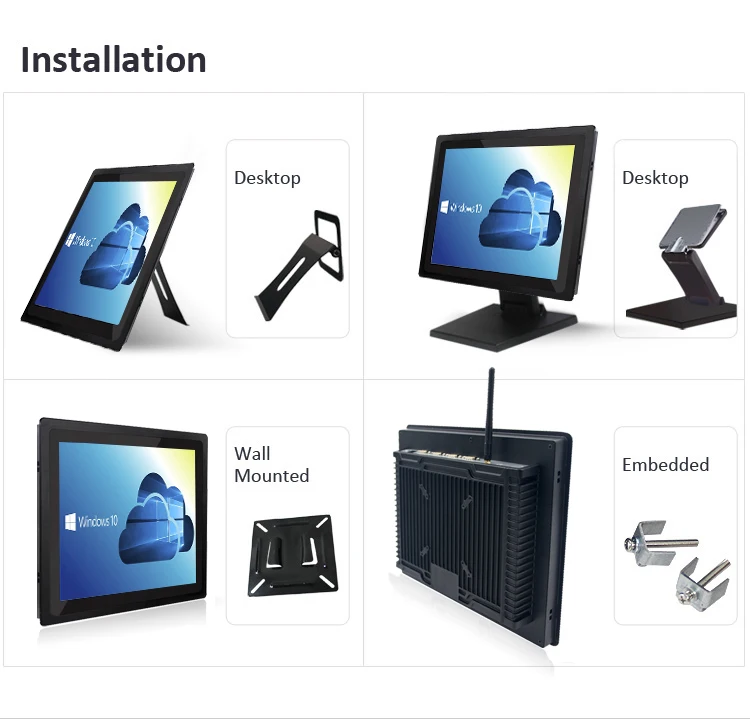 OEM Wall-Mounted NFC Fingerprint Computer IP65 Waterproof Linux/Wins/Android 10.1/15/17/19 Inch Industrial Panel PC SSD LCD DDR3