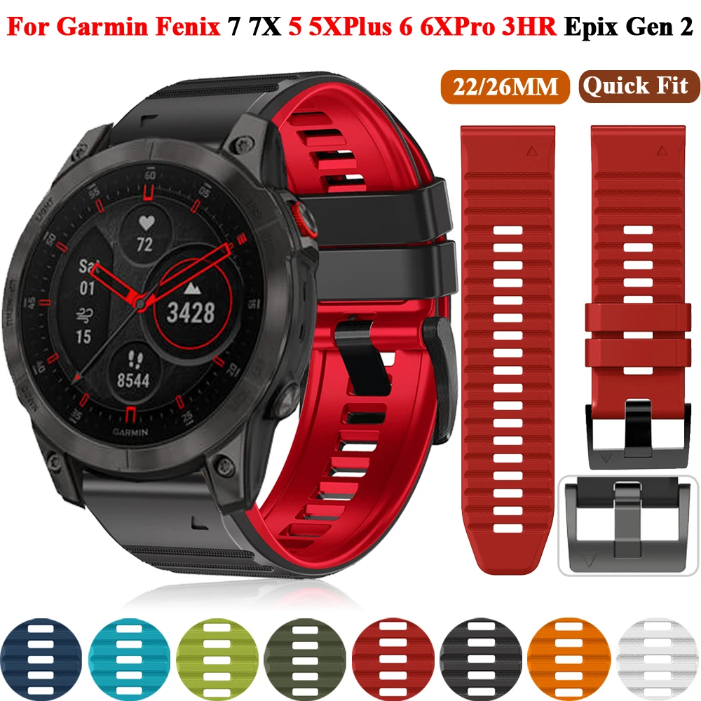 22 26MM Silicone WatchBand Strap For Garmin Fenix 7 7X 6X 6 Pro 5 5X Plus Epix Gen2 Enduro 2 WristStrap QuickFit Release Bracele