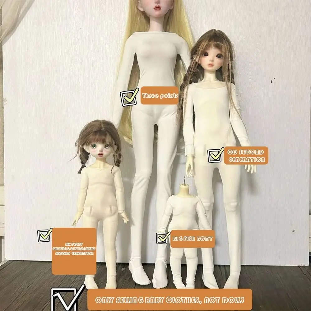 Cute Cotton Pajamas Fashion White Doll Elastic Jumpsuit Multisizes DIY Accessories for 1/3 1/4 1/6 BJD 30/45/60cm Dolls
