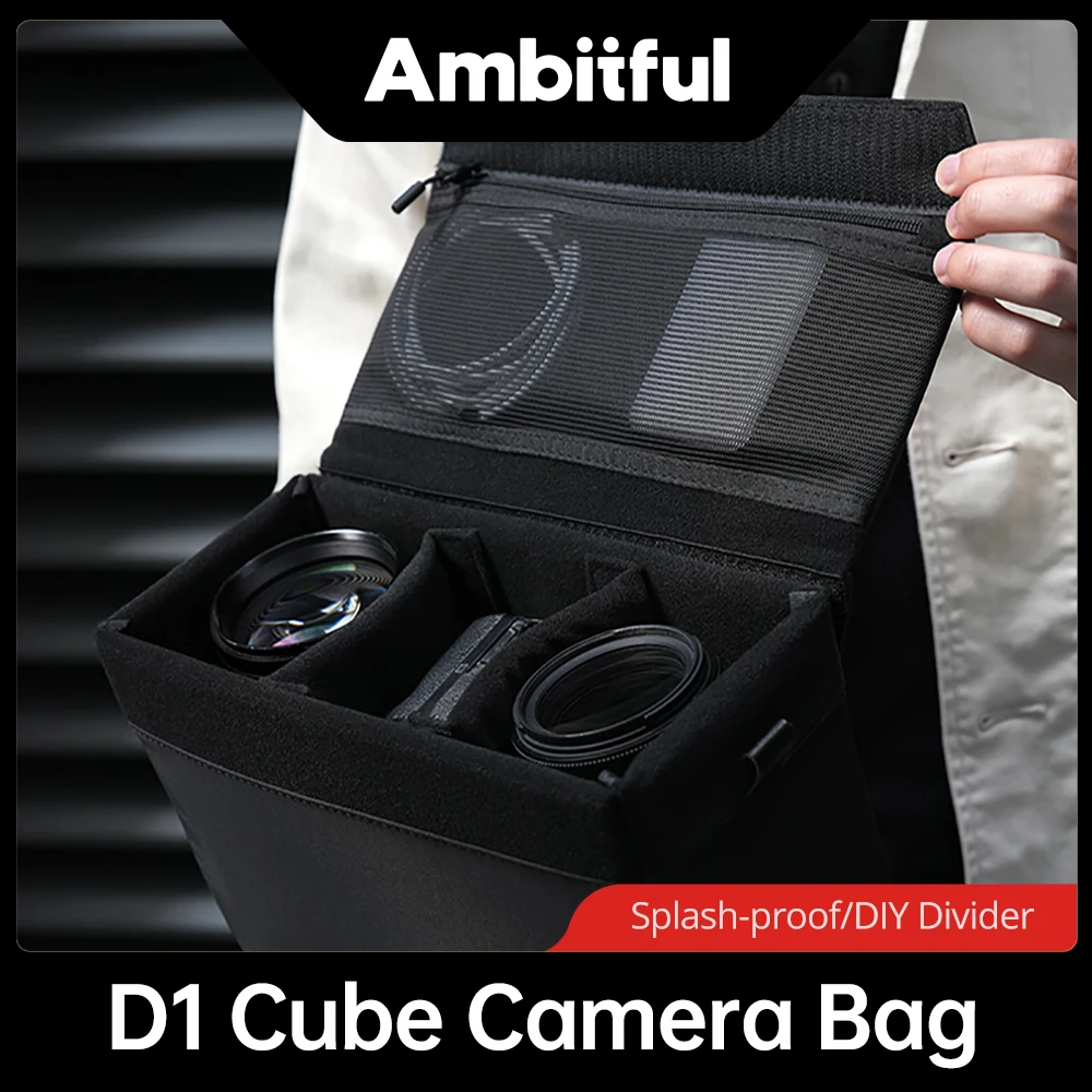 Sac pour appareil photo AMBITFUL D1 Cube Liner Bag, compartimentage DIY, rangement rembourré, étui multifonction