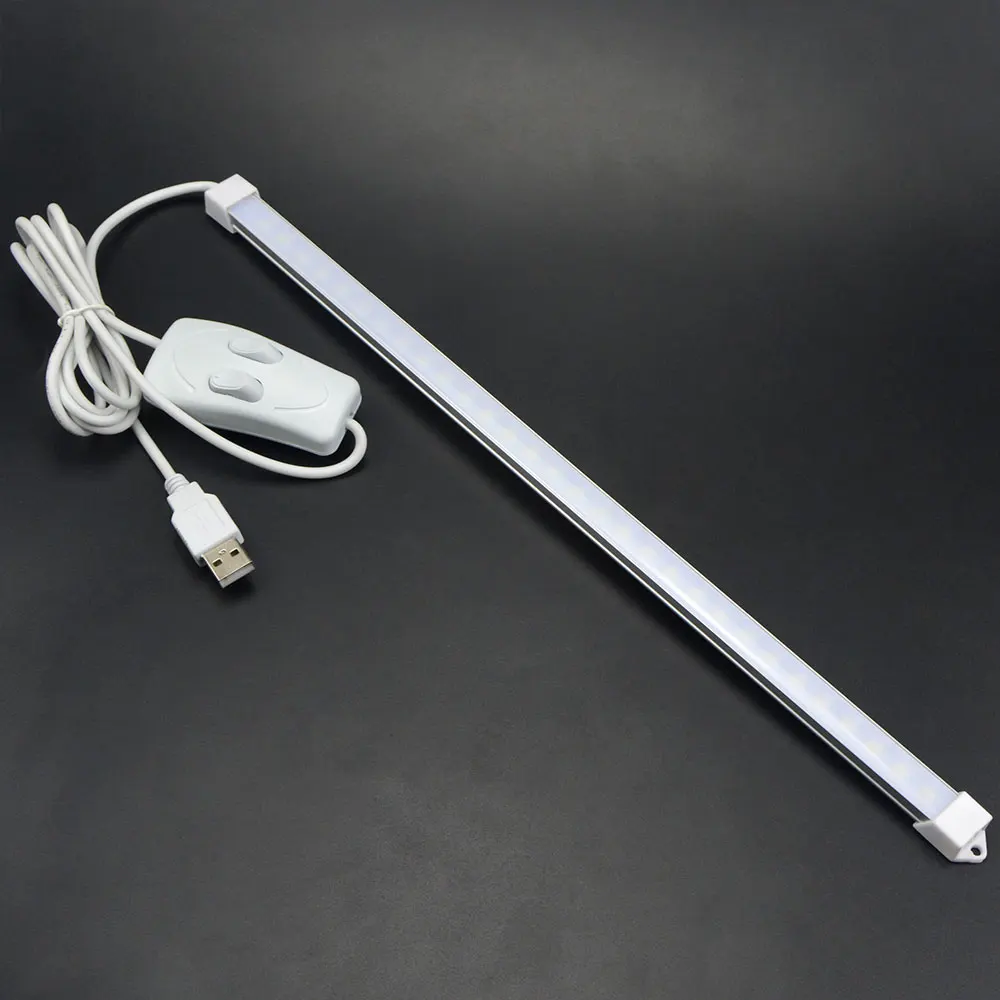 35CM USB 5V LED Bar Light Three Color Adjustable With Push Button Switch Aluminum+PC Lamp Night Lighting