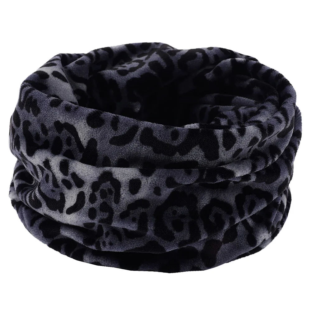 Leopard Print Unisex Knitted Warm Push Scarf Winter Autumn Ring Women Bandana Men Headband Neck Scarf Shawl