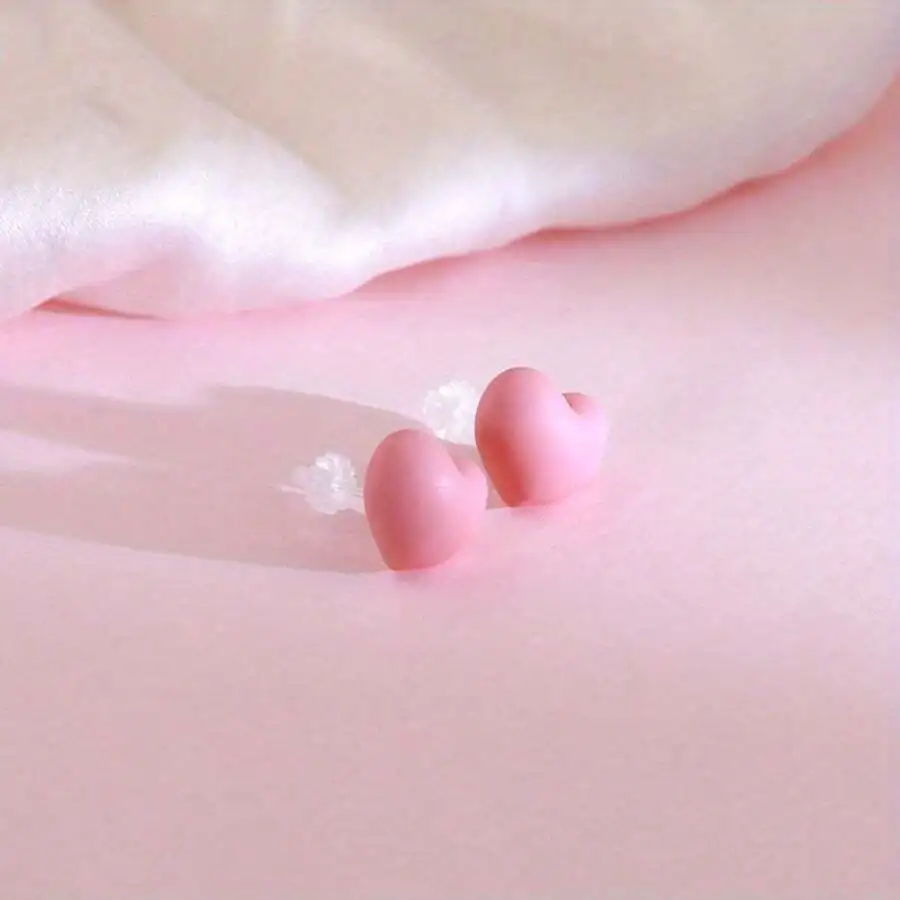 

Pink Heart Resin Stud Earrings For Women – Delicate Daily Wear Jewelry Gift For Valentine’s Day