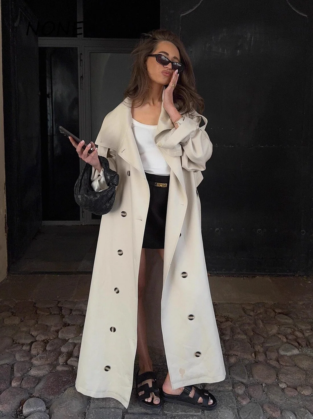 

Женский плащ с воротником-стойкой, ветровка, двубортная верхняя одежда, новые осенние куртки на шнуровке, уличная винтажная одежда