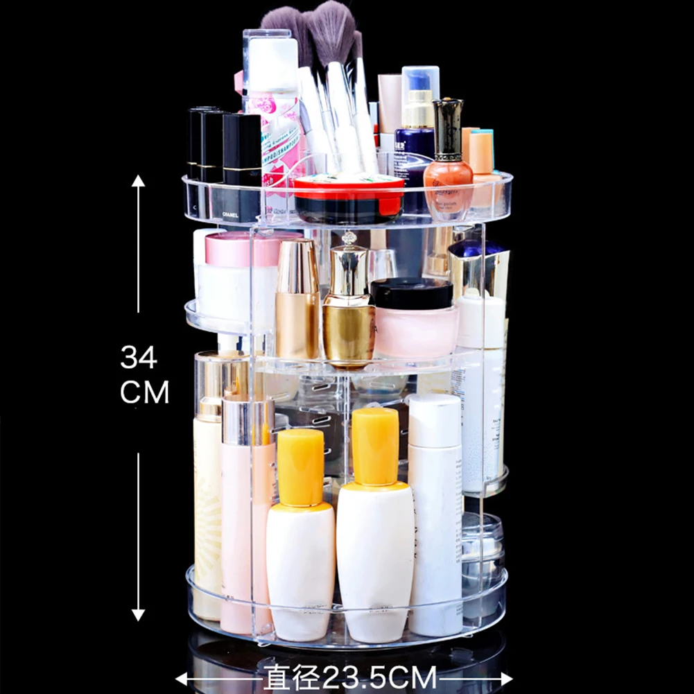 360 Degree Rotation Make Up Organizer Box Cosmetic Organizer Transparent Fashion Spin Multi-Function Cosmetics Storage Box