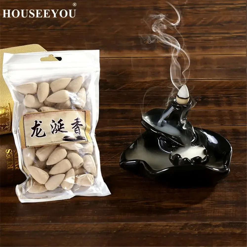 100pcs Incense Cones for Backflow Incense Burner Colorful Bullet Shape Spice Aroma Rose Lemon Natural Sandalwood Tea Agarwood