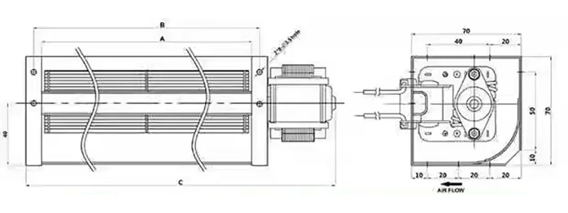 110V 220V 5090 50190 50250 Drum type heat dissipation cross flow blower