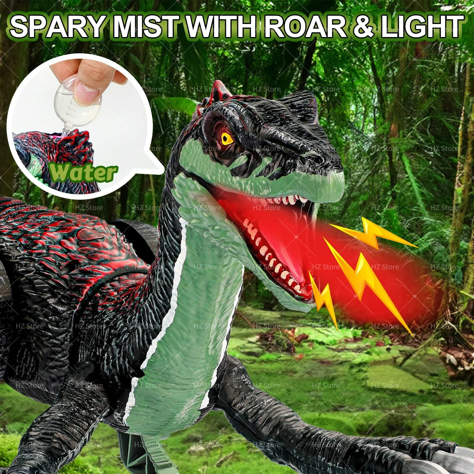 Jurassic World 2.4GHZ Remote Control Dinosaur Toys Walking Therizinosaurus RC Dinosaur Toy with Mist Spray/Light for Kids Gift