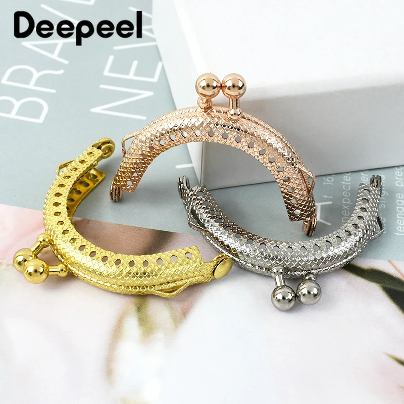 5/10 Stück Deepeel 5 cm geprägte Metall-Geldbörse Rahmen Taschengriff Doppelohr-Geldbörse Kussverschluss DIY MouthGold Taschen Anhänger Zubehör