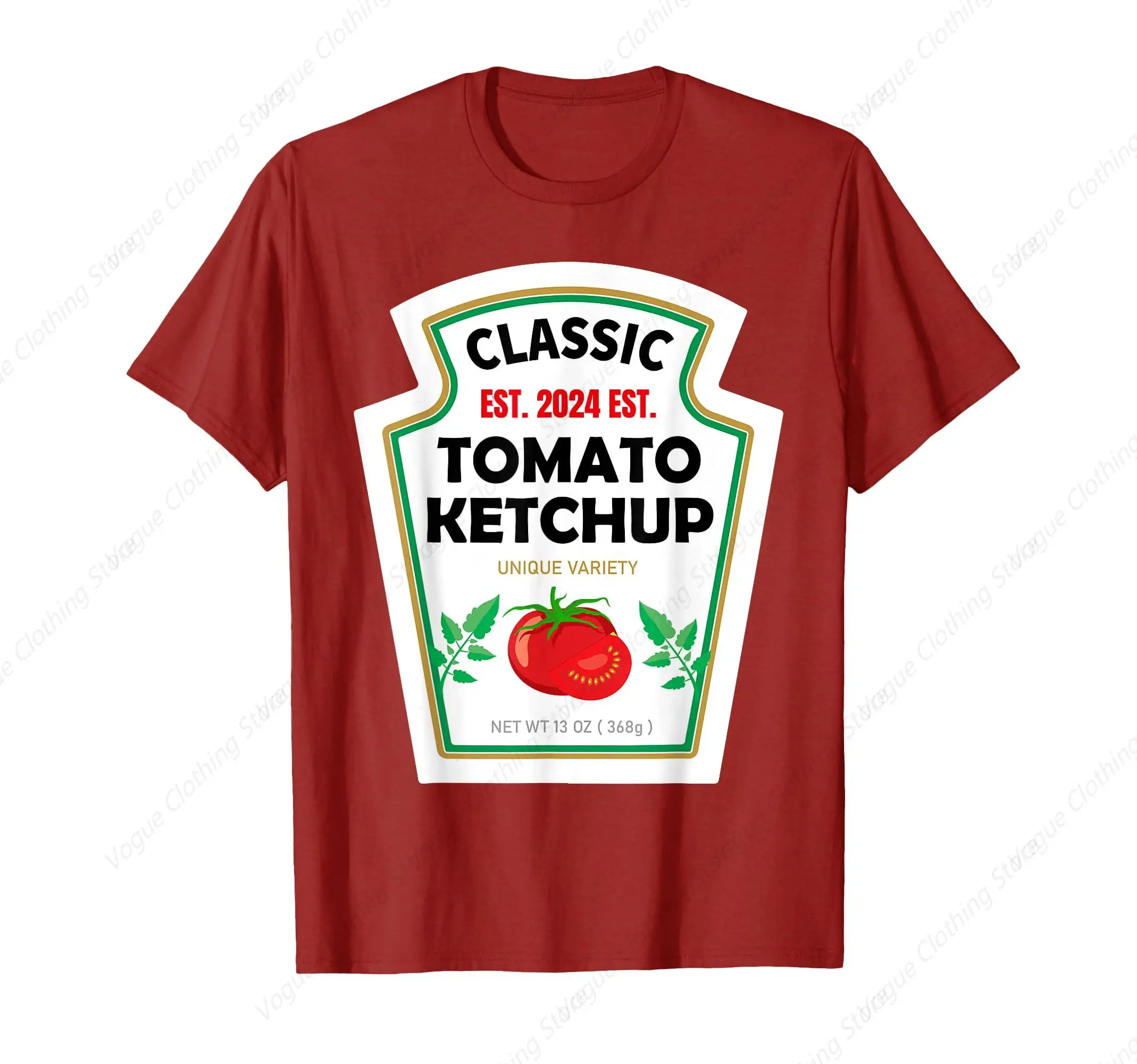 Red Ketchup Costume Matching Couples Groups Halloween T-Shirt Funny Graphic Short Sleeve Daily Comfortable Tee