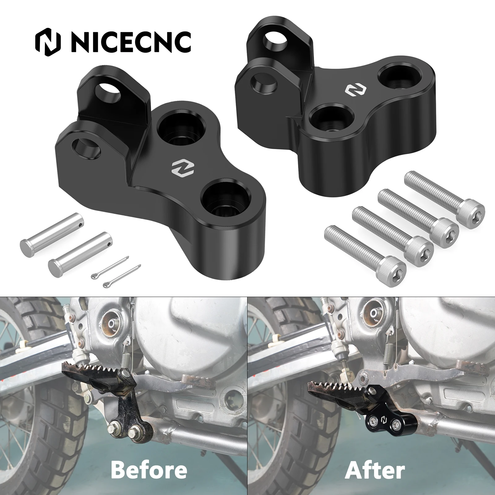 

Motorcycle Footrests Lowering Brackets For Suzuki DR650S DR650SE DR650 1996-2024 DR650 S SE 1.5" Lowered Footpeg Bracket