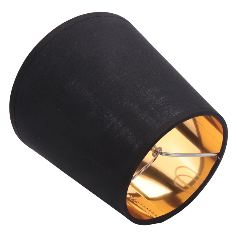 Black Lamp Shades With Gold Lining Clip On Light Shades Candle Chandelier Lampshades, Set Of 6