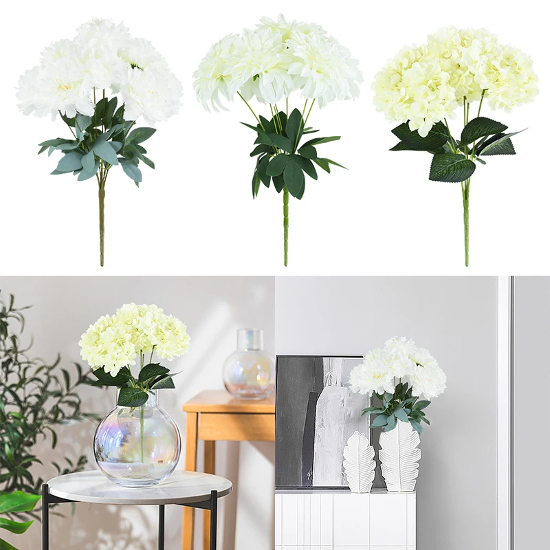 

Artificial Flowers Hydrangea Bouquet Simulation Silk Embroidery Ball Flower Table Vase Decor Christmas Home Room Wedding Decor