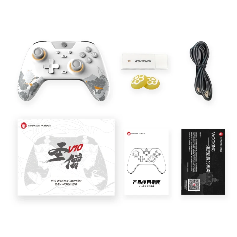 WOOKING V10 Wu Kong Wireless Gaming Controller Gamepad Dual Hall löst Joysticks 3-Modus PC Switch Android TV Bluetooth 2,4G aus