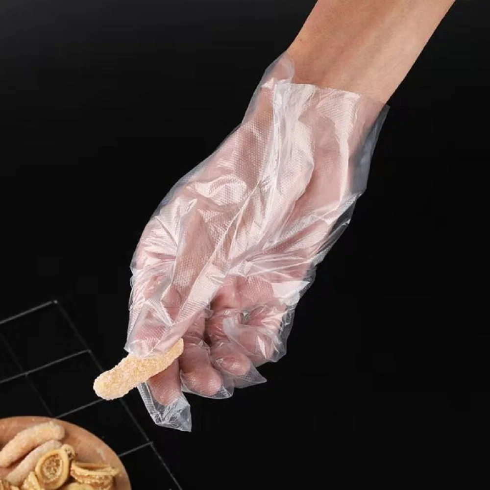 Guanti di plastica per alimenti usa e getta 100 pezzi accessori da cucina per la bellezza da pranzo o guanti per frutta e verdura ecologici per barbecue da ristorante