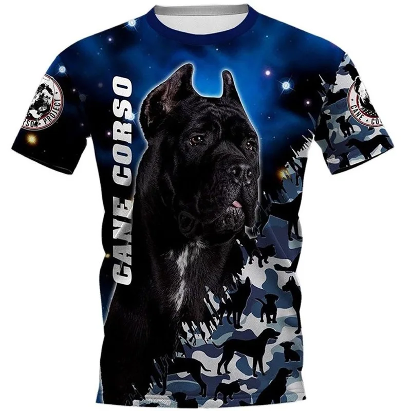 Bonito cão de estimação cana corso cão t-shirts para homens impressão 3d masculino e feminino manga curta casual camisetas hip hop em torno do pescoço