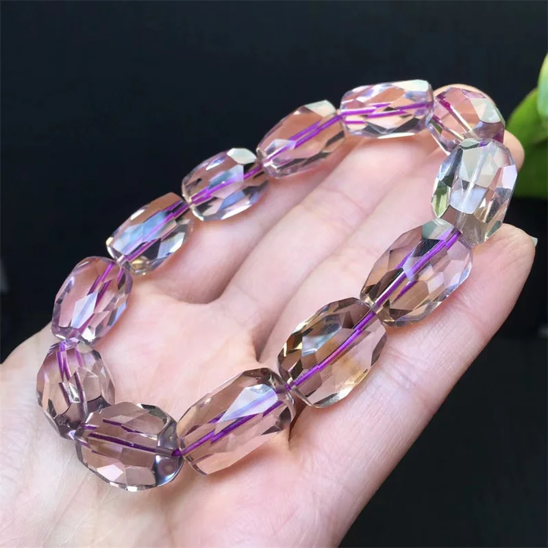 Natural Ametrine Bracelet Gemstone Crystal Reiki Healing Gemstone Bracelet Fengshui Jewelry Gift 1PCS 9-12mm