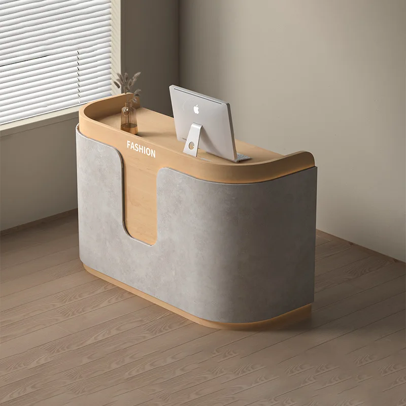 & Glossy Lacquer Small Service Counter, Minimal Cashier Bar for Apparel Beauty Infant Maternity Retail Shop Bulk Supply