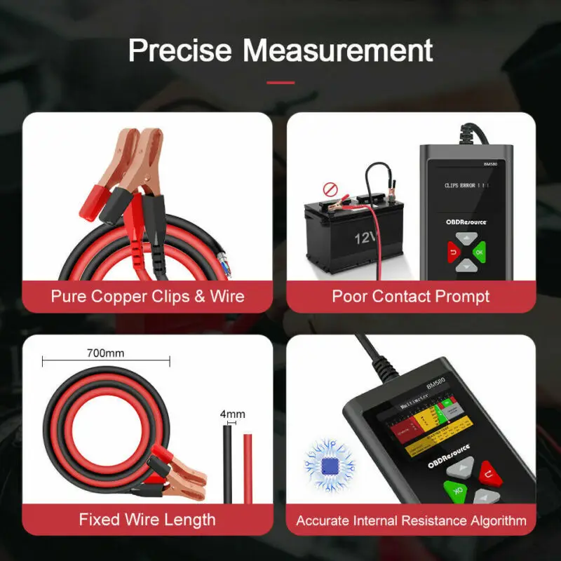 OBDResource Car Battery Tester, BM580, 6V 12V, Car Battery Capacity Tester, Analyzer 100-2000CCA, Cranking Charging Voltage Test