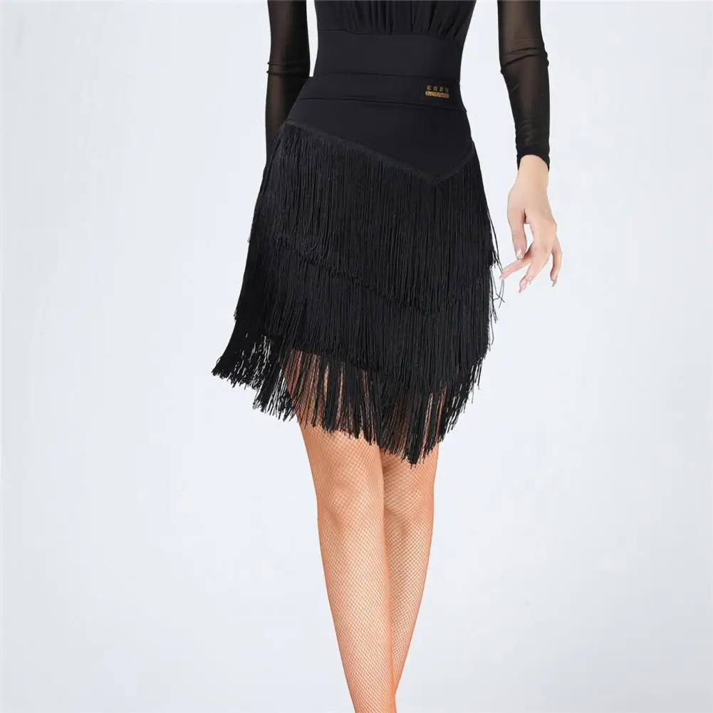 Professional Training Fringed Short Skirt Women High-waisted Skirt Latin Dance Tassel Skirts Women High Waist Mini Skirt